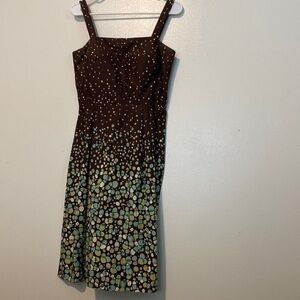 MADISON leigh brown dotted adjustable strap dress size 8